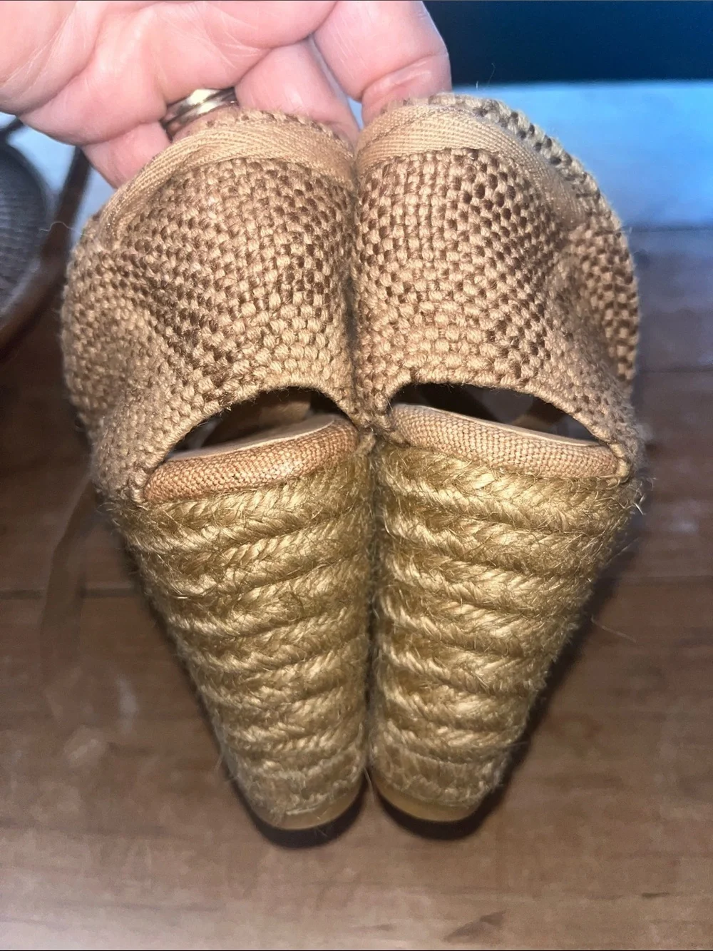 Castaner Taupe / Tan Canvas Espadrille Wedge with Ankle Tie